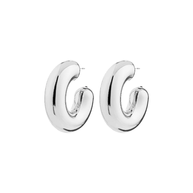 wedding hoop earrings for women -FREJA WEWER x PILGRIM Firenze hoops medium, silver-plated