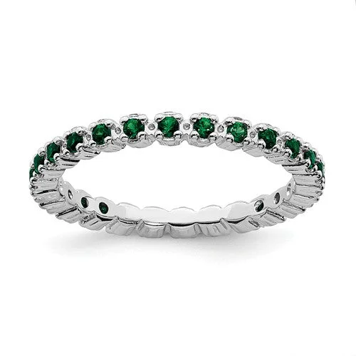 love necklace for women -Sterling Silver Stackable Expressions Emerald Eternity Ring