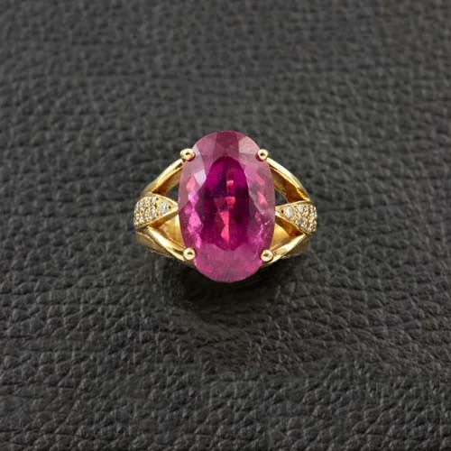 diamond rings for women -Pink Tourmaline & Diamond Estate Ring