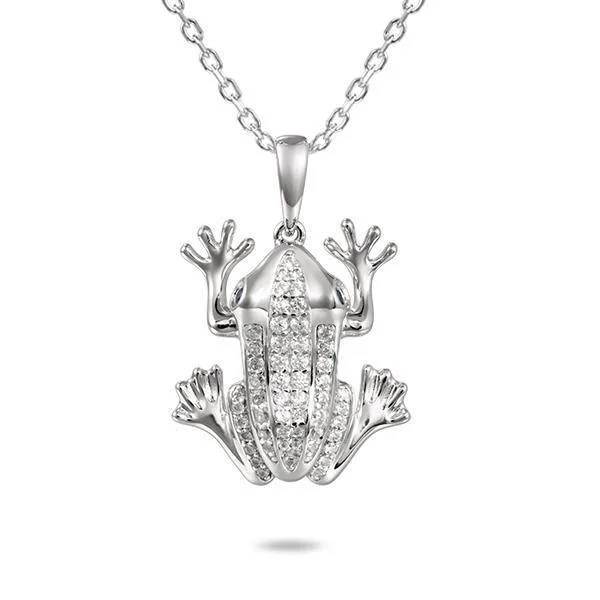 personalized gold necklaces for women -Pavé Coqui Frog Pendant