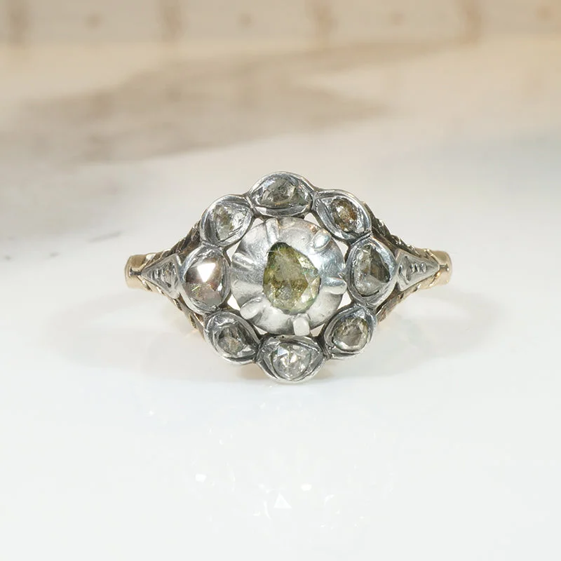 bohemian engagement rings -Alluring 18th Century Ring with Rose Cut Diamonds