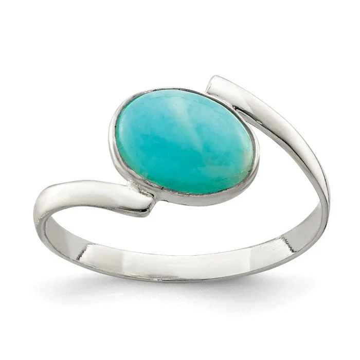 infinity necklaces for women -Sterling Silver Oval Amazonite ByPass Ring