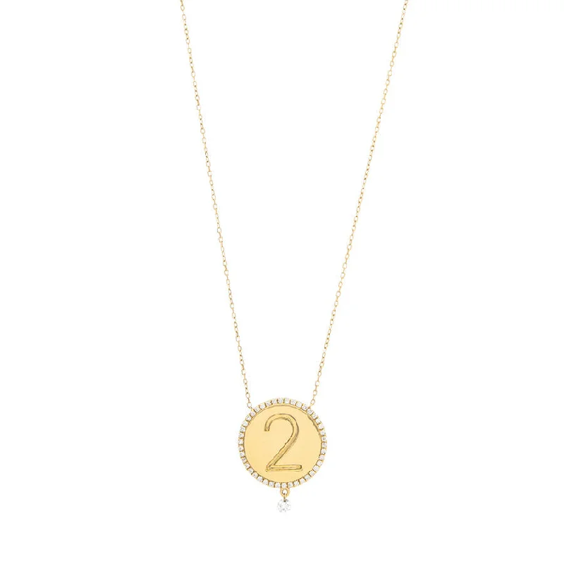 layered necklaces for women -2 Medallion 18K Gold Necklace w. Diamonds