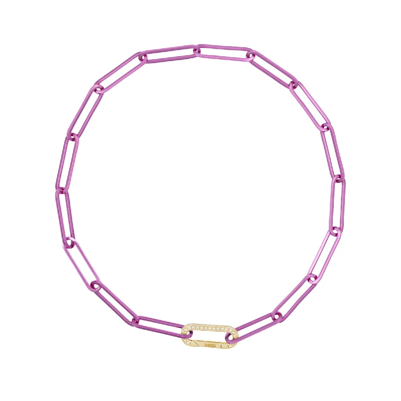 sparkling necklaces for women -Cable Magenta 18K Gold Necklace w. Diamonds