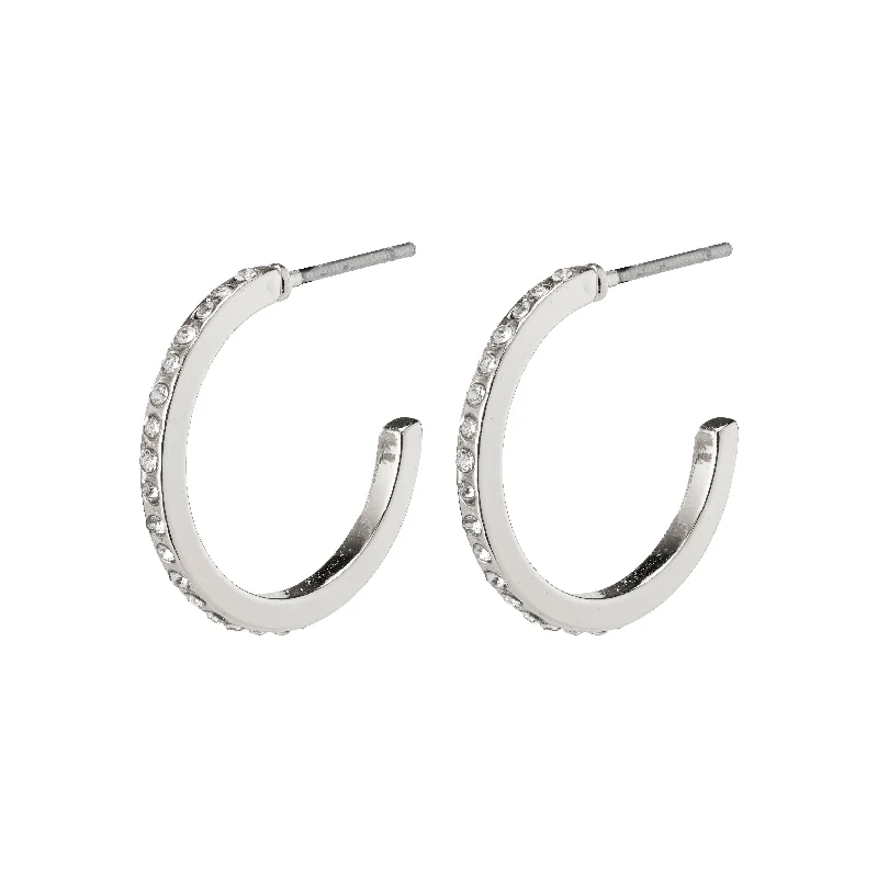 stud pearl earrings for women -ROBERTA crystal semi-hoops silver-plated