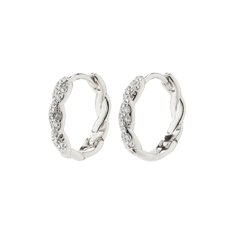 custom name earrings for women -EZO twirled crystal hoops silver-plated