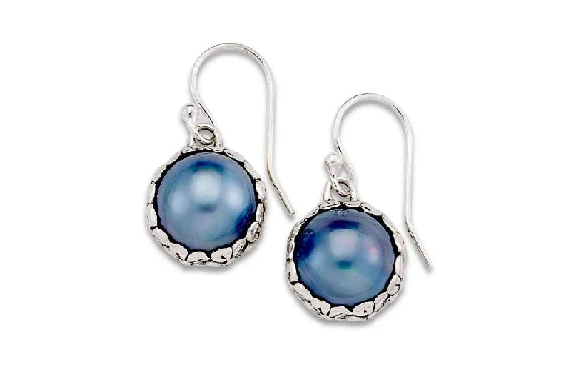 rose gold earrings for women -Gunung Earrings- Blue Mabe Pearl