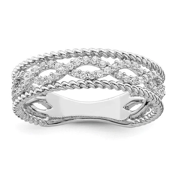 long chain necklaces for women -Sterling Silver Roped Infinity CZ Band