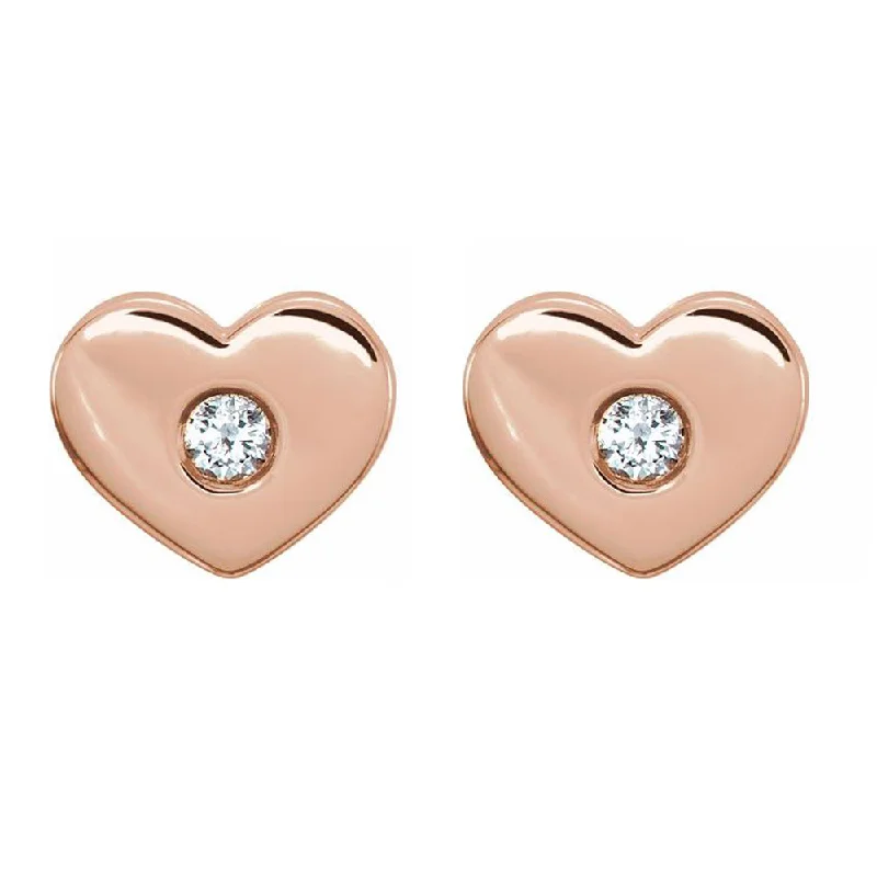 custom earrings for women -14k White, Rose or Yellow Gold & Diamond Heart Post Earrings, 8 x 6mm