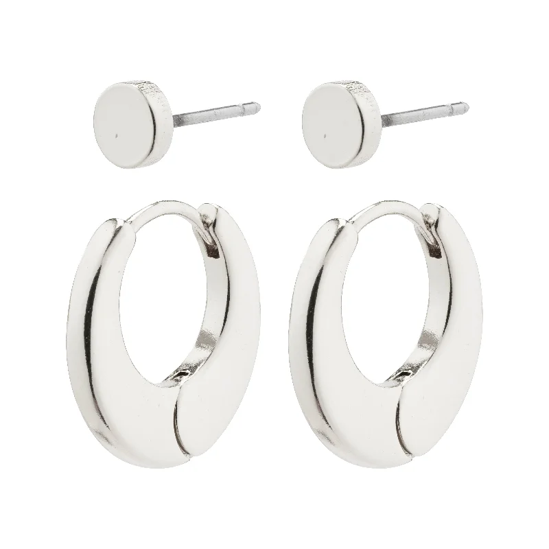 chandelier earrings for women -EILISH huggie hoop earrings & studs 2-in-1 silver-plated