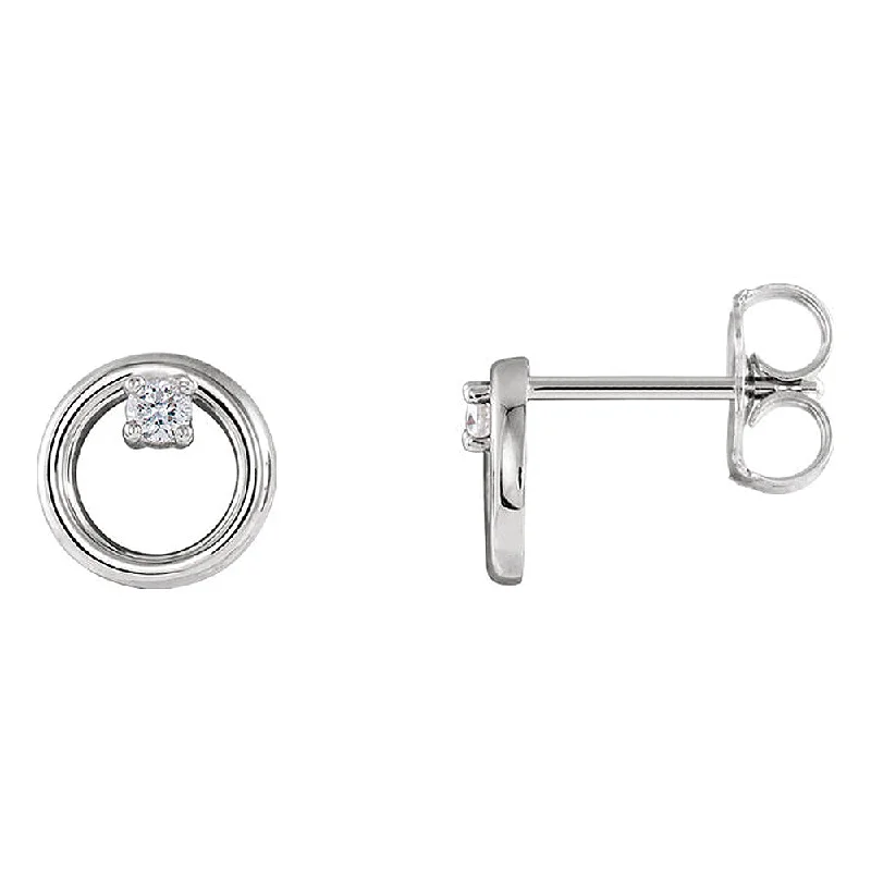 modern earrings for women -7.25mm Platinum .06 CTW (G-H, SI2-SI3) Diamond Circle Post Earrings