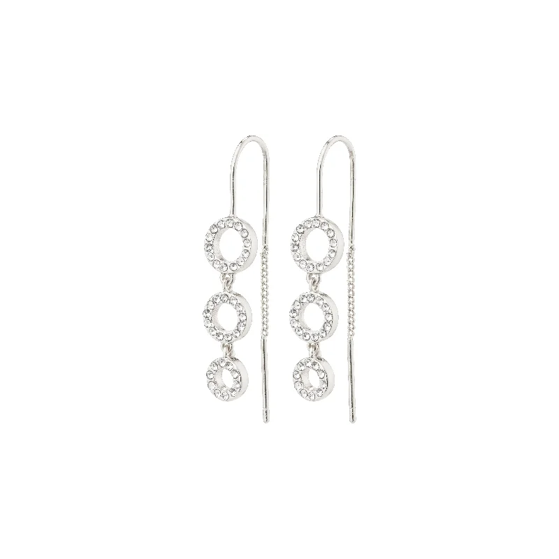 flower earrings for women -ROGUE crystal chain earrings silver-plated