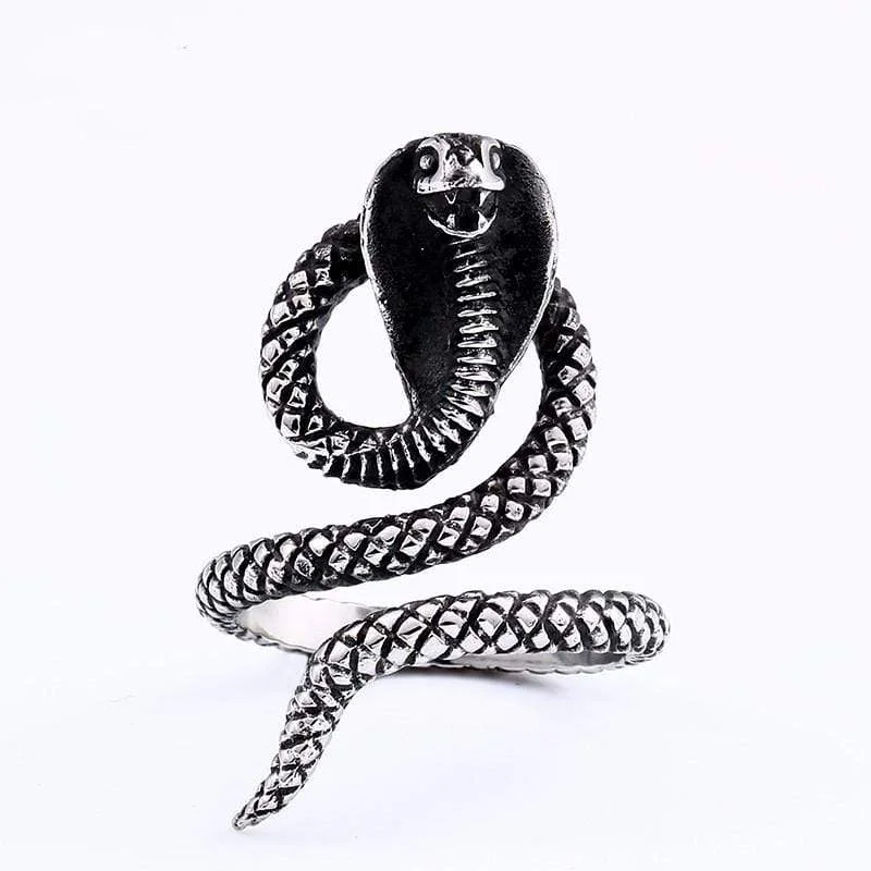 statement wedding rings for women -Men's Gothic Snake Open Ring