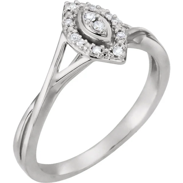 charm necklaces for women -10K White Gold .06 CTW Diamond Muti Stone Marquise Style Halo Promise Ring