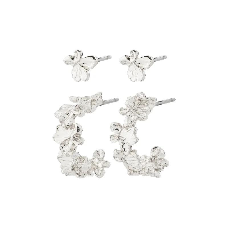 luxury silver earrings for women -ZHURI earrings 2-in-1 set silver-plated