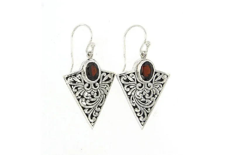 cute dangle earrings for women -Arrowhead Earrings- Garnet