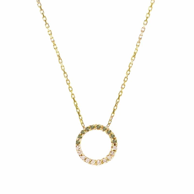 luxury necklaces for women -Claire 18K Gold Necklace w. Green & White Diamonds