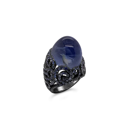 custom promise rings -Cabochon Sapphire Estate Ring