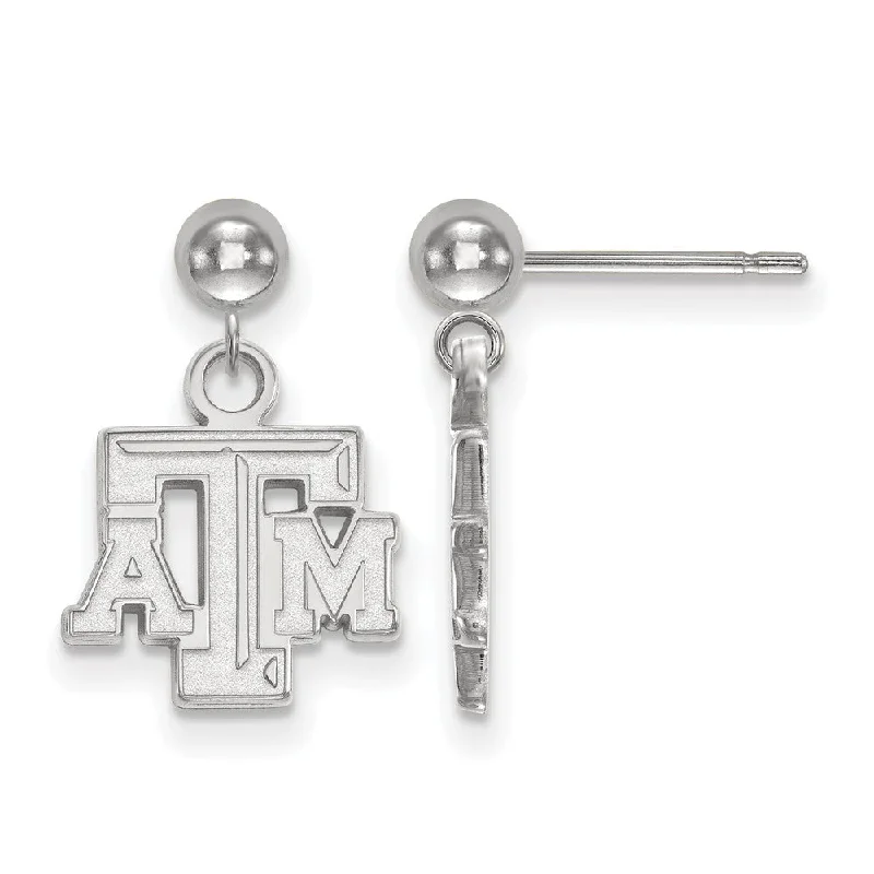 glamorous earrings for women -Sterling Silver Texas A&M University Ball Dangle Earrings