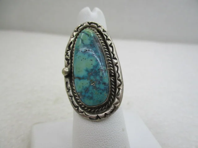 luxury rings for women -Vintage Southwestern Turquoise Ring, Sz 7, Carico/Royston?  (WB)