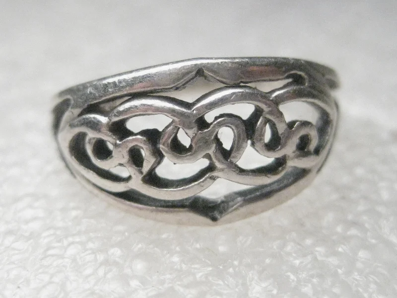 gemstone cocktail rings -Vintage Sterling SIlver Celtic Style Cut-Out Ring, sz. 7.5, 3.80 gr.