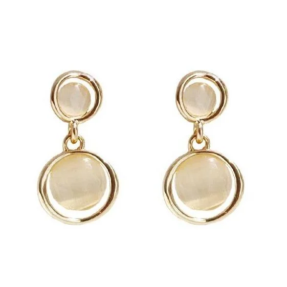 chic gold earrings for women -Dangle Rounded Lucent Beige Crystal Rhinsetone Invisible Clip On Earrings