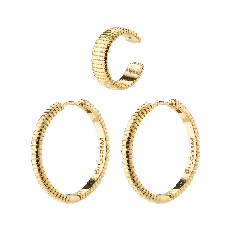 romantic pearl earrings for women -XENA hoop og cuff earrings gold-plated