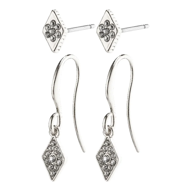 trendy earrings for women -REYNA crystal earrings silver-plated