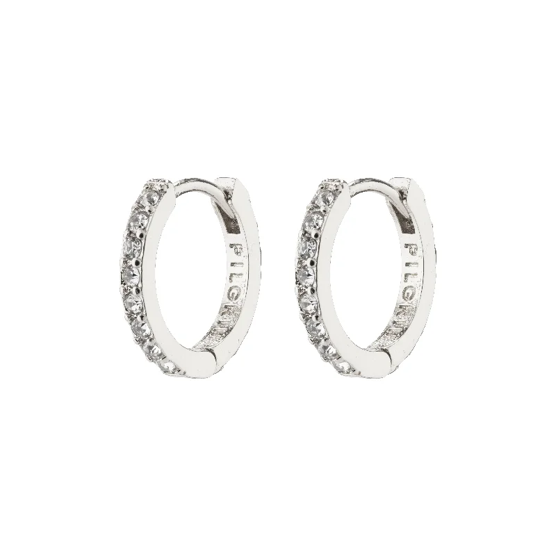 modern earrings for women -EBNA small crystal hoops silver-plated