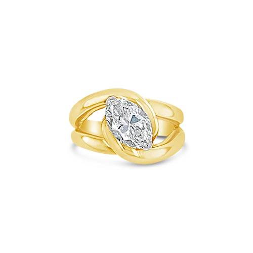 vintage wedding rings for women -Marquise Diamond Estate Ring