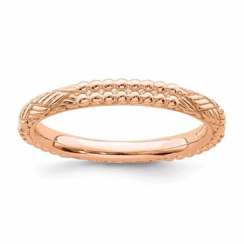 boho style necklaces for women -Rose Gold Sterling Silver Stackable Expressions Patterned Ring