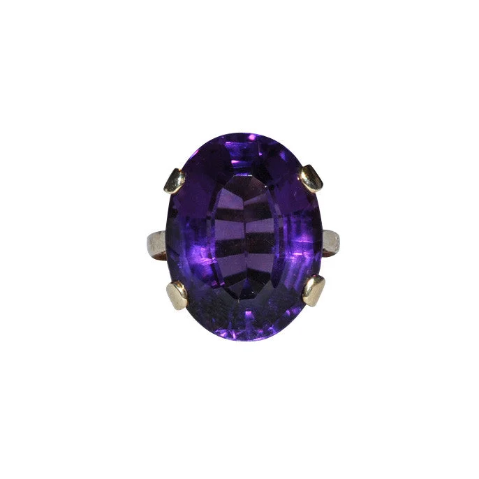 silver wedding rings for women -Amethyst Cocktail Ring