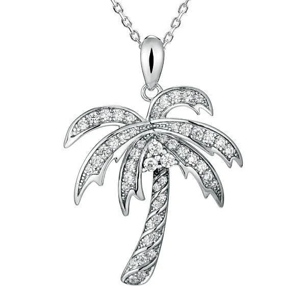 luxurious necklaces for women -Pavé Queen Palm Tree Pendant