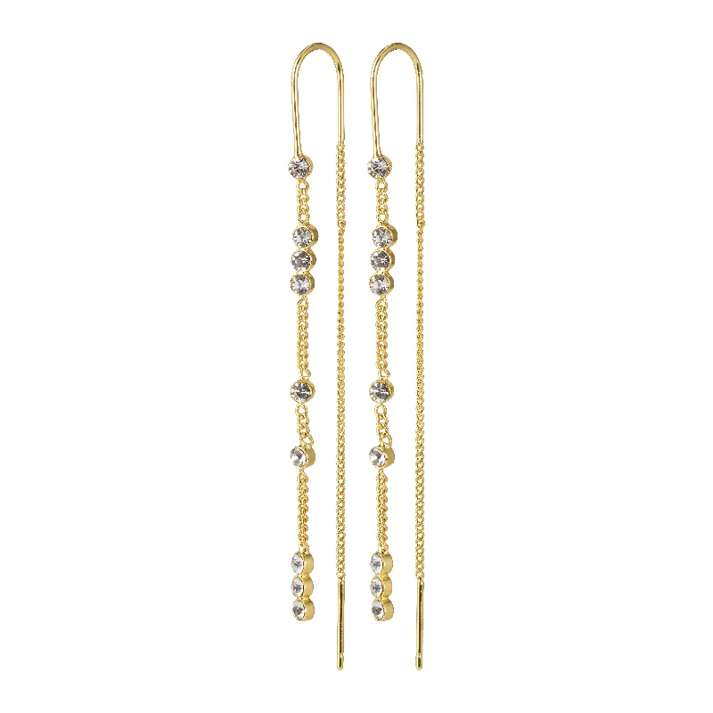 rose gold earrings for women -KAMARI crystal chain earrings gold-plated