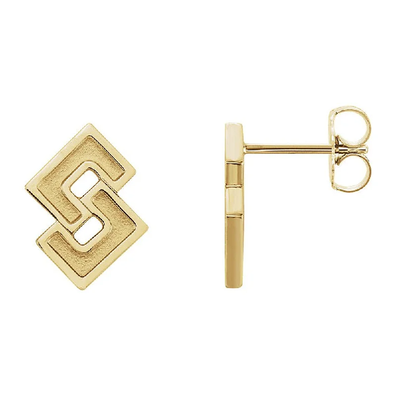 glamorous earrings for women -10 x 12mm (7/16 Inch) 14k Yellow Gold Small Geometric Post Earrings