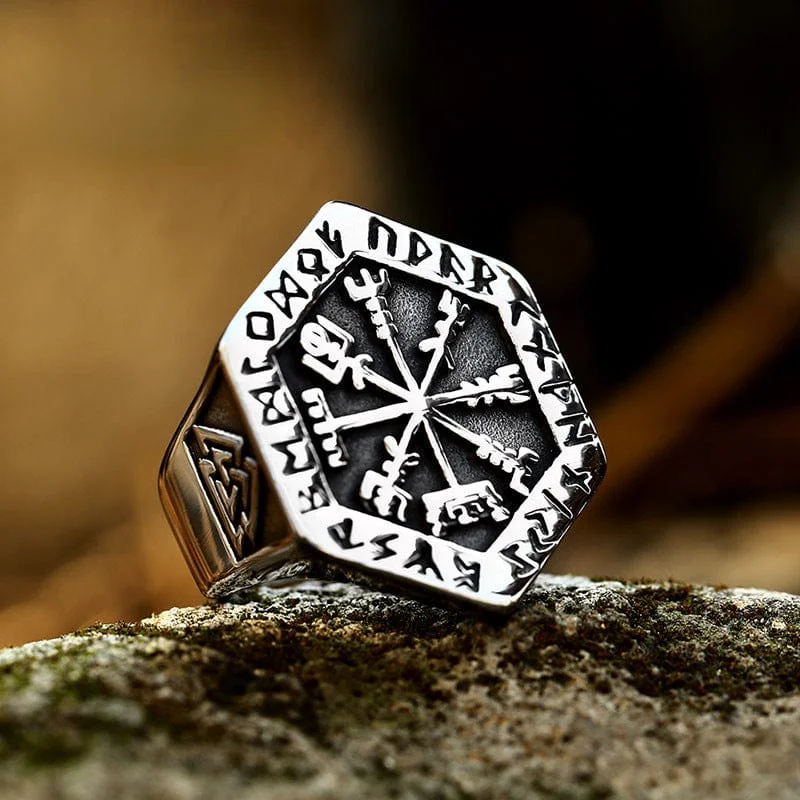 luxurious wedding rings for women -Men's Punk Compass Ring