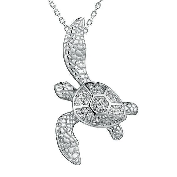 crystal pendant necklaces for women -Pavé Waikiki Honu Pendant