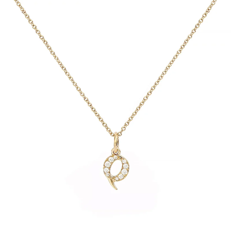 gemstone necklaces for women -Love Letter Q 18K Gold Necklace w. Diamonds