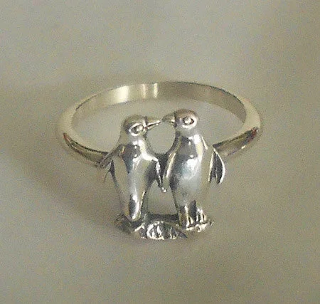 engagement rings for women -Penguin Couple Ring Sterling Silver by Kabana (Sizes 5 - 9)