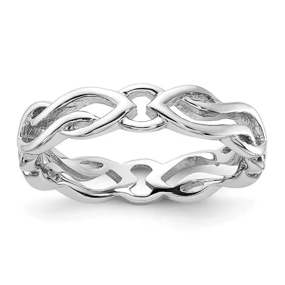 custom name necklaces for women -Sterling Silver Stackable Expressions Carved Band Ring