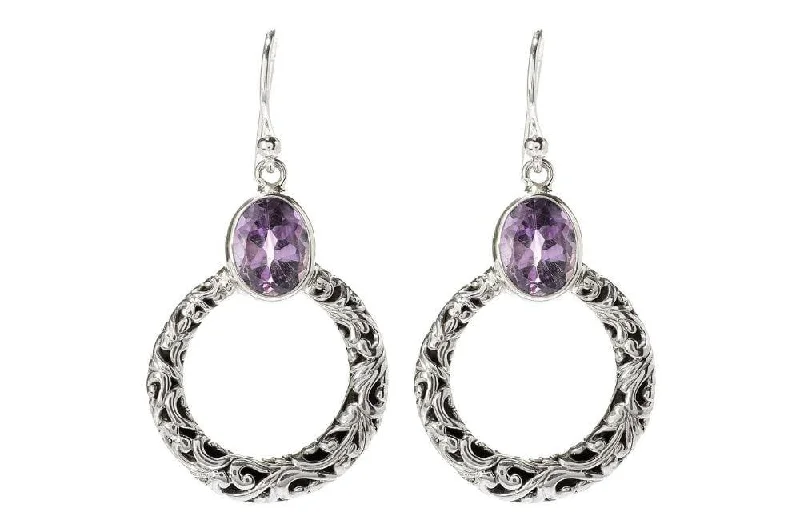 trendy stud earrings for women -Sacred Circle Earrings- Amethyst