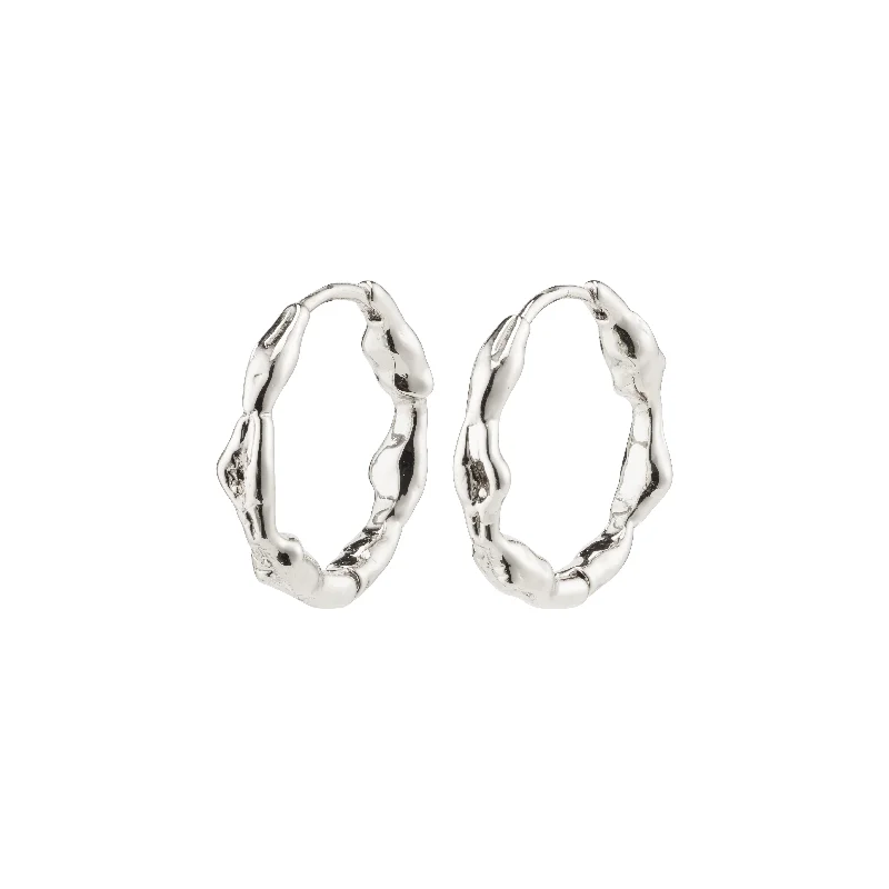 chic gold earrings for women -ZION organic shaped medium hoops silver-plated