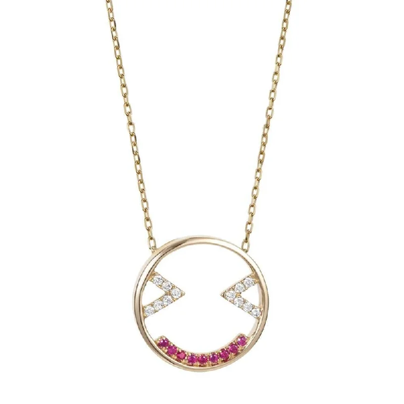 multi-layer necklaces for women -MOYEN Joyful 18K Gold Necklace w. Ruby & Diamond