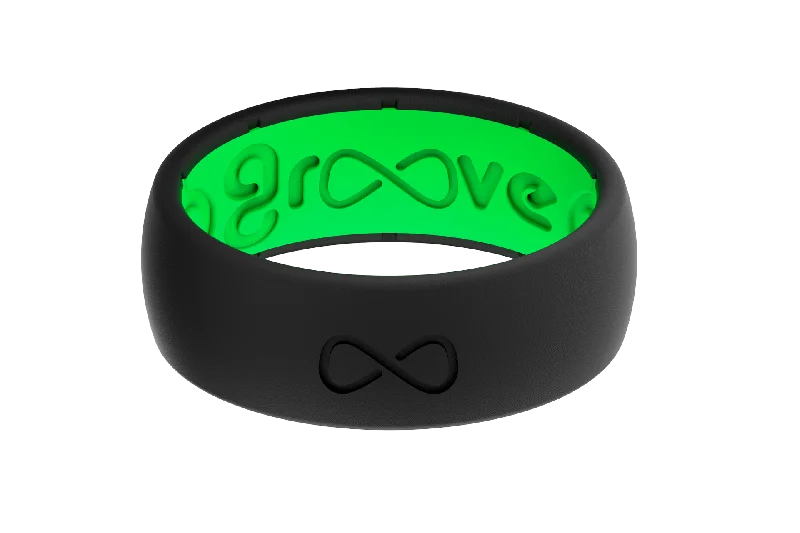 adjustable chain necklaces for women -Groove Life Silicone ORIGINAL Ring - Solid Midnight Black / Green