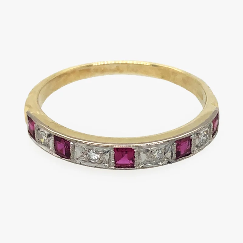 unique rings for women -Ruby & Diamond Half Eternity Ring