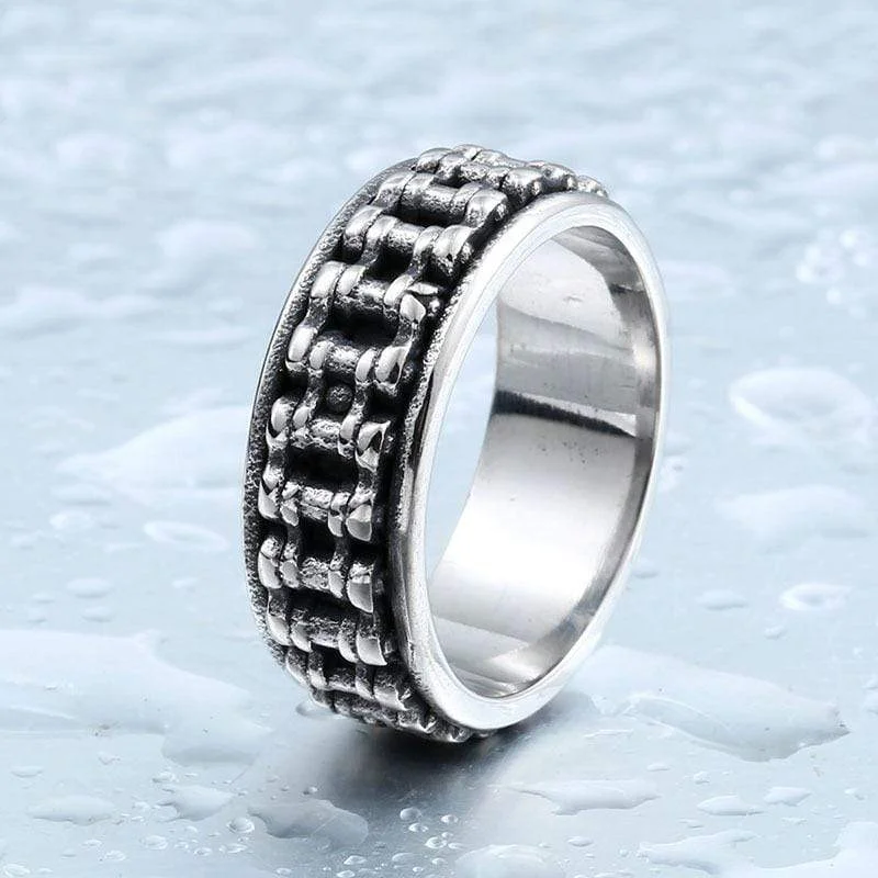 elegant engagement rings -Men's Punk Turnable Chains Rings