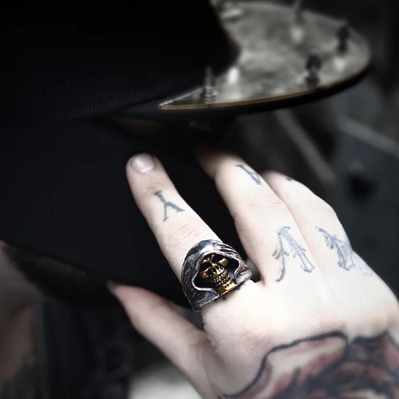 yellow gold rings for women -Men's Punk Death Skull Rings