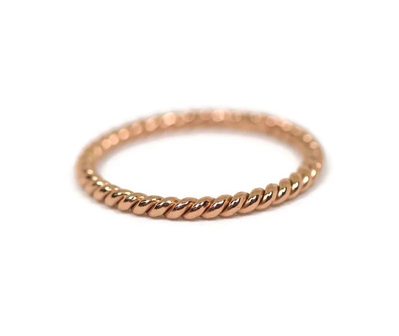 zodiac necklaces for women -Sterling Silver 22k Rose Gold Plated Twisted Stacking Ring