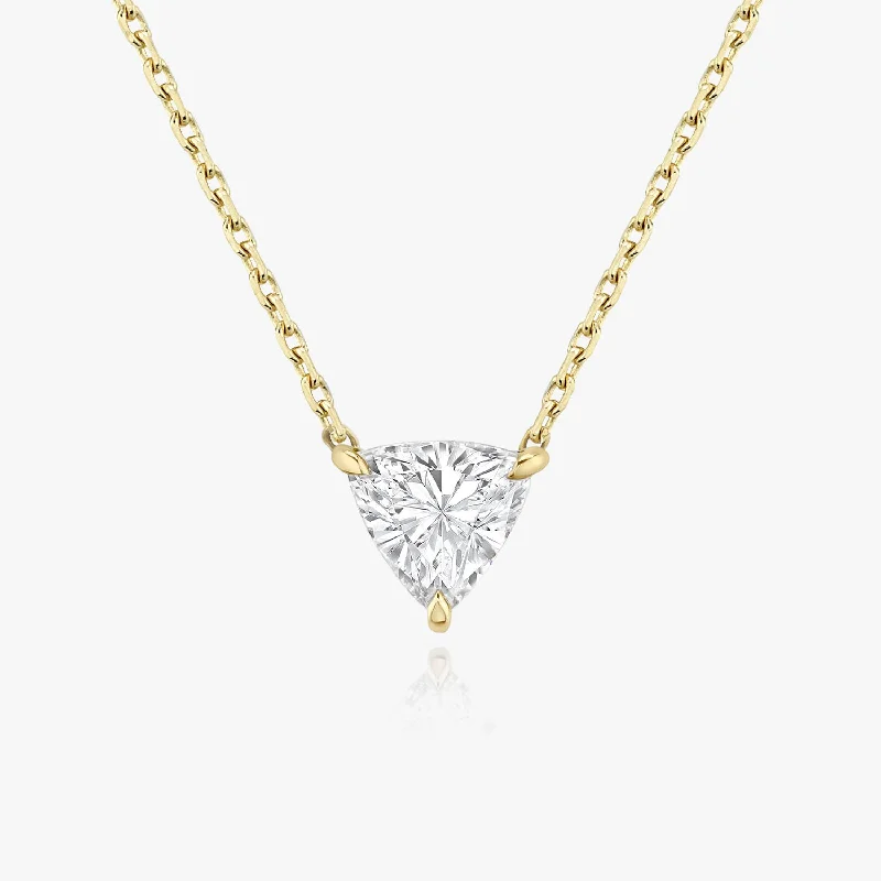 luxury gemstone necklaces for women -Solitaire Trillion 14K Gold Necklace w. Lab-Grown Diamond