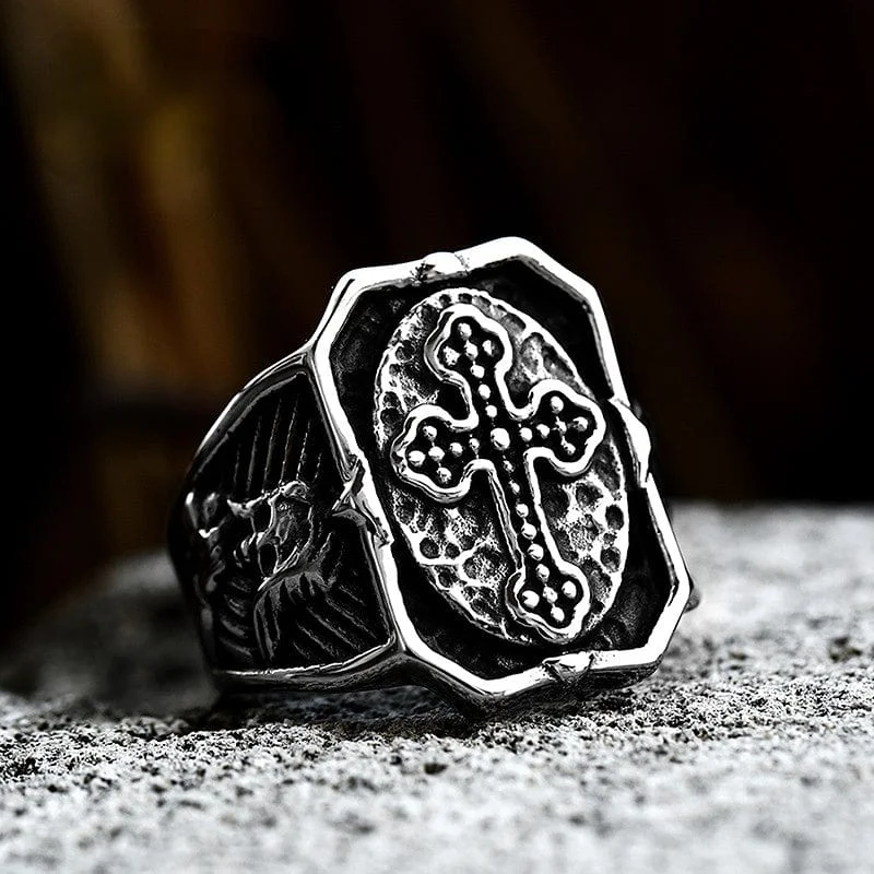 engagement rings for women -Men's Punk Cross Ring